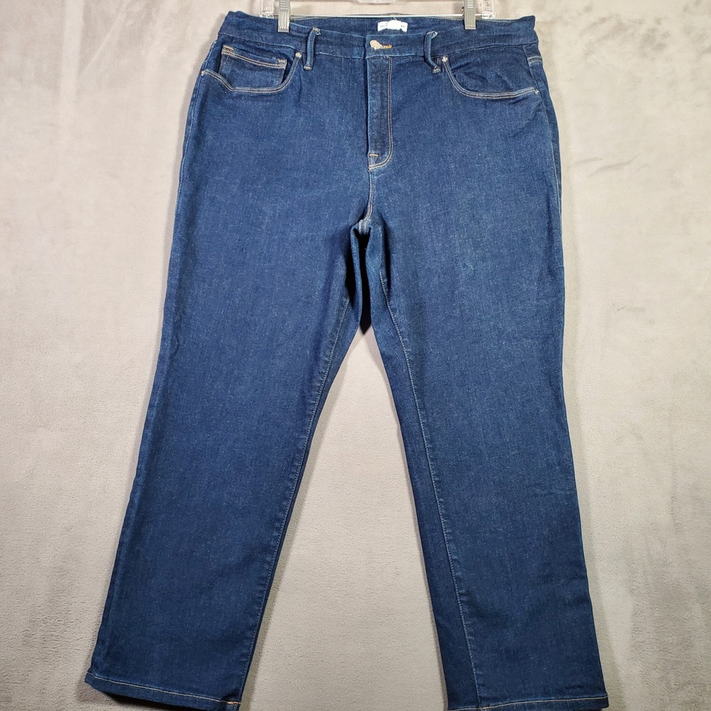 Good American Jeans Women 20 Dark Denim Always Fit Good Legs Straight GAFST226T